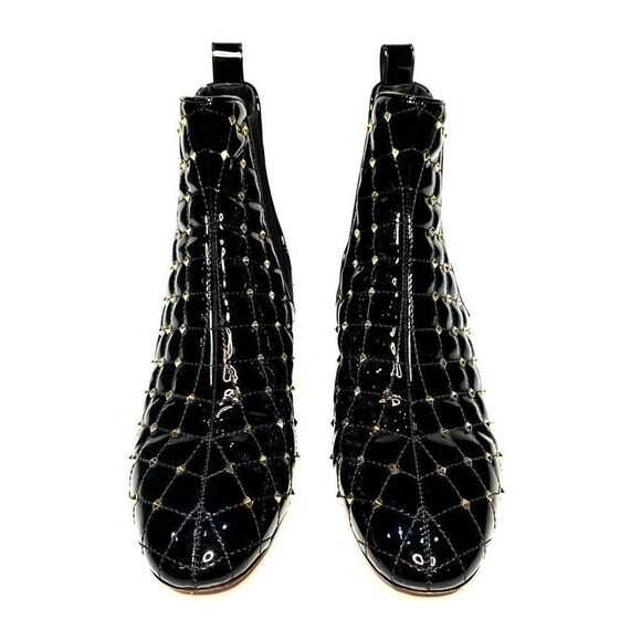 Valentino Garavani Rockstud Quilted Boots EU 38.5 US 8.5 Black Ankle Booties - Picture 2 of 9